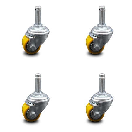 Service Caster Low Profile Polyurethane 35mm Wheel 1-3/8 Inch Grip Ring Stem Caster, 4PK SCC-GR04S13810-PUB-716138-4